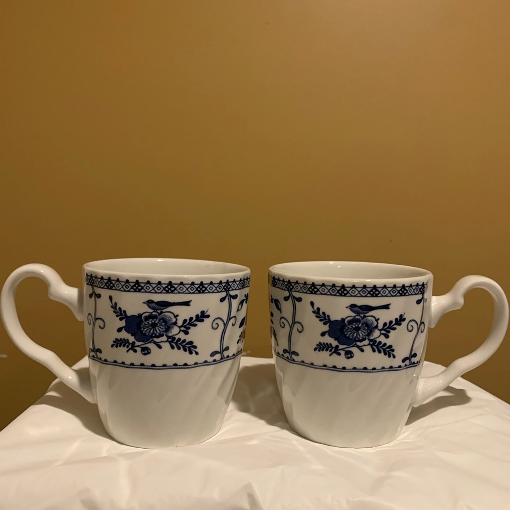 2 Vintage Johnson Bros India Blue Coffee Cups